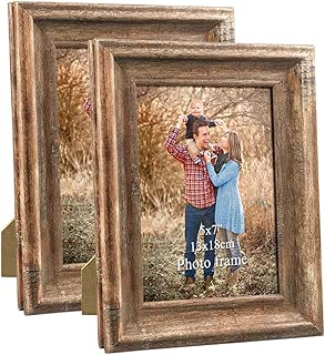 Dreamyard 2-Pack 5x7 Picture Frames Set Vintage Brown Wood Family Art Photo Frame for Tabletop Stand or Wall Hanging - coolthings.us