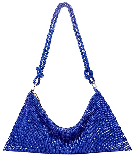 Rhinestone Hobo Bag for Women Rhinestone Purses Sparkly Evening Handbag Shiny Diamond Purse for Wedding Parties 2024 - Klein Blue