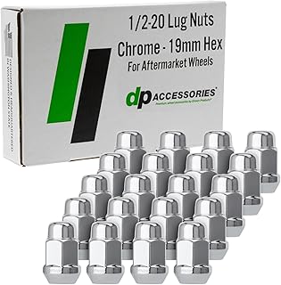 DPAccessories 1/2-20 Lug Nuts Chrome - 19mm Hex Closed-End Acorn Lug Nuts - Aftermarket Wheel Lug Nuts - 1/2x20 Lug Nuts - Chrome Lug Nuts 1/2 20 - Set of 20 - D3112-HT-2305/20
