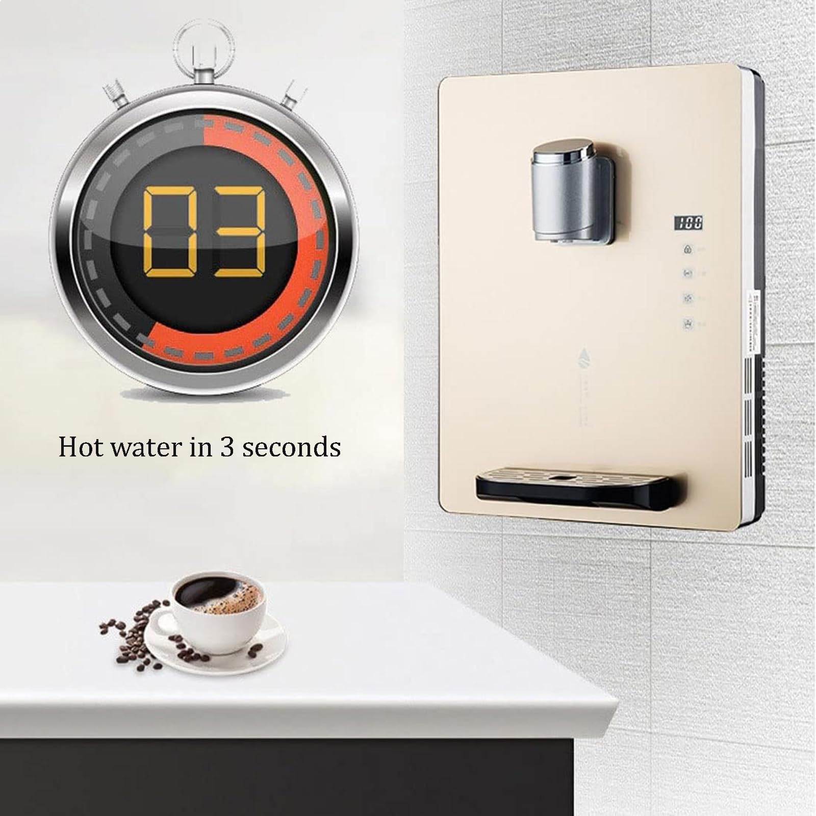 Dispensador De Agua De Pared Con Bloqueo ElectróNico Para NiñOs, Capacidad De 30 L/H, Agua Caliente Y Fría, Pantalla TáCtil Inteligente, Ajuste De Varias Velocidades Para Oficina,Black