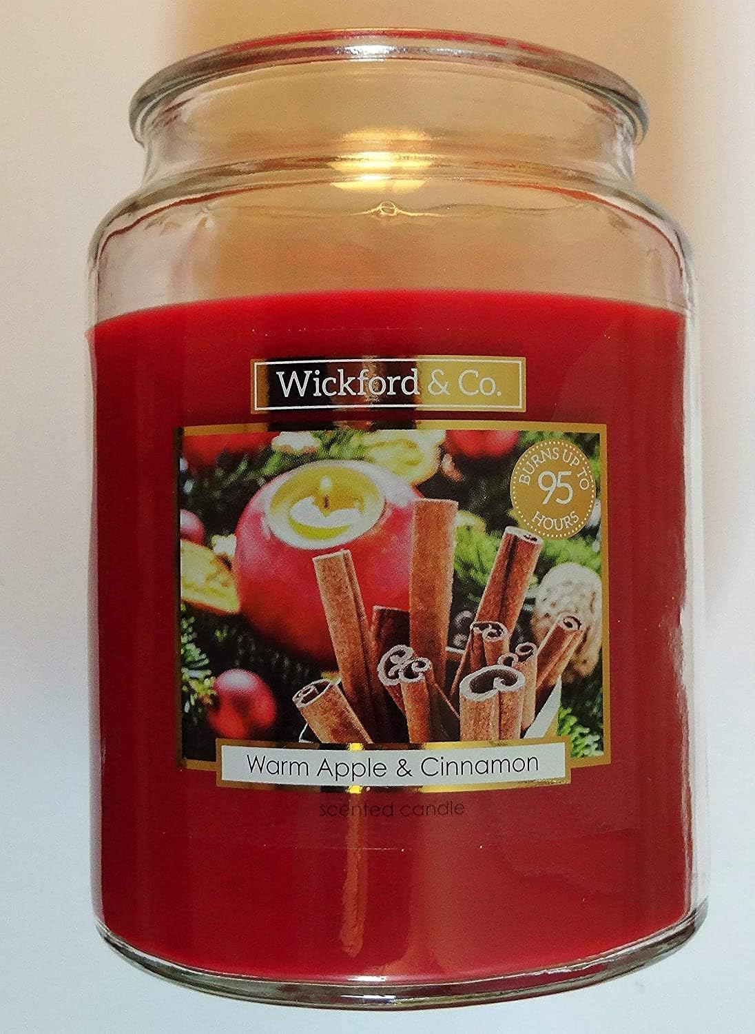 Luxury Scented Candle – Warm Apple & Cinnamon - 18 Oz Jar with lid - up to 95 Hour Burn Time – (by Wickford & Co) image 5