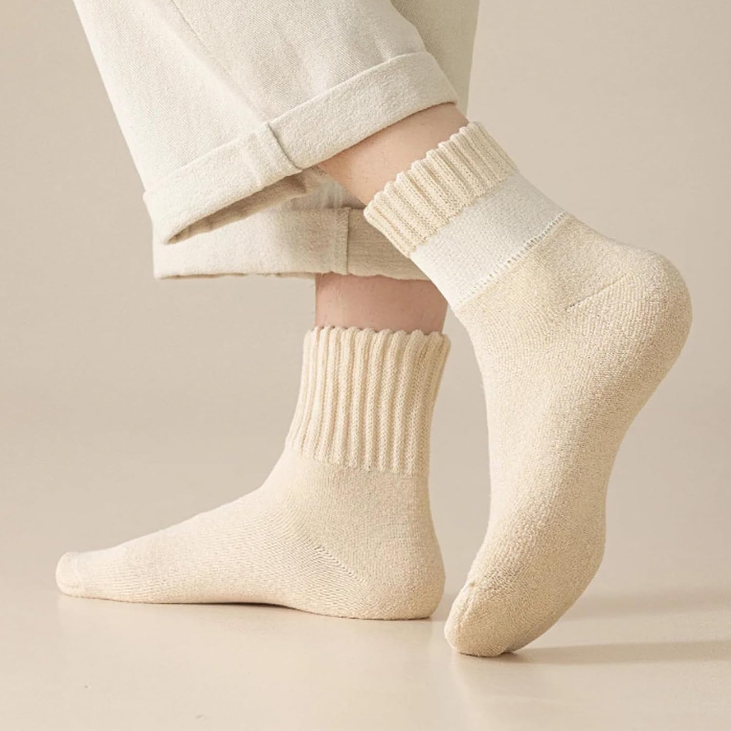 5 Pairs Fall Socks,Womens Solid Mid-Calf Socks,Women's Thick Socks For Boots,Daily Wear - Image 5