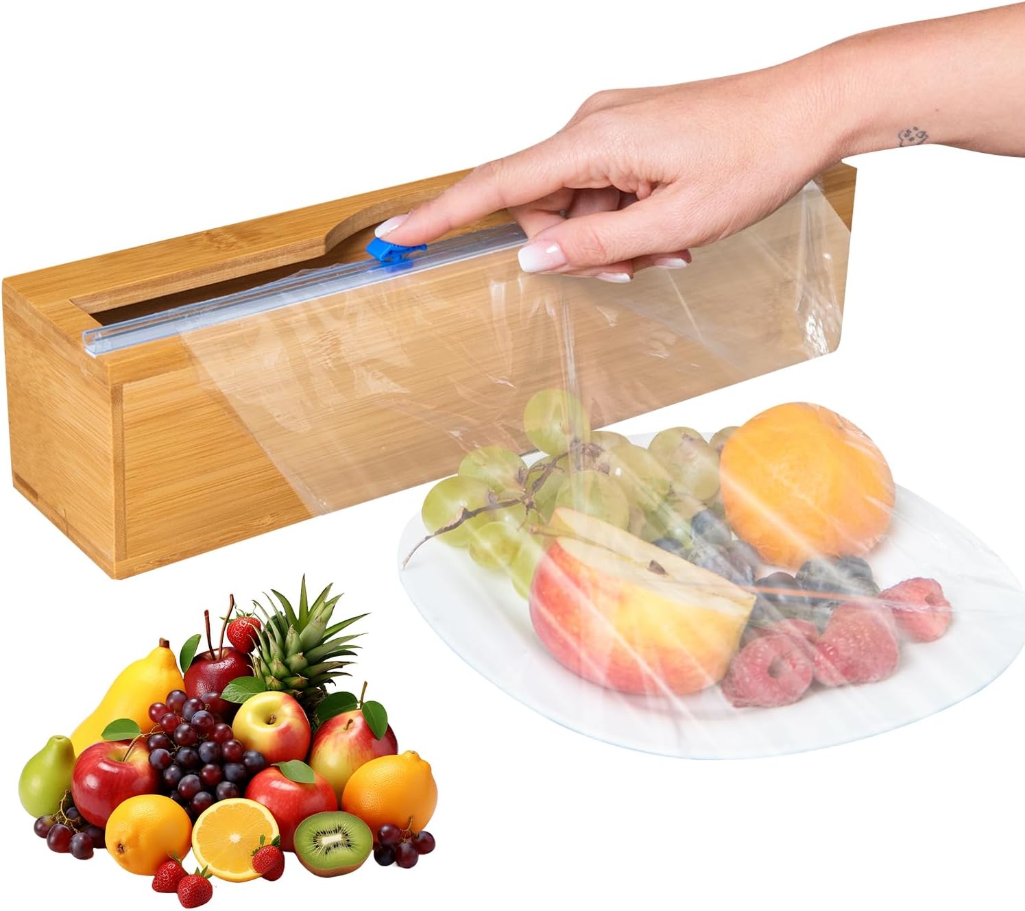 Plastic Wrap Dispenser with Cutter - Fits 12" Rolls - Mountable - Cuts Plastic Wrap, Saran Wrap, Cling Wrap, Aluminum Foil, Wax Paper
