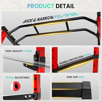 1200LB Power Cage, Squat Rack with LAT Pulldown, Multi-Function Weight Cage Strength Training Machine