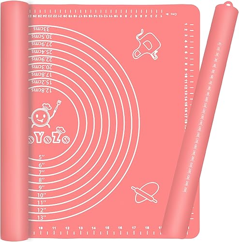 Miniatura 8 de Juego de alfombrillas de silicona para repostería, rodillo de masa de pizza para masa rodante, antideslizante, extra grande con medida, tapete de