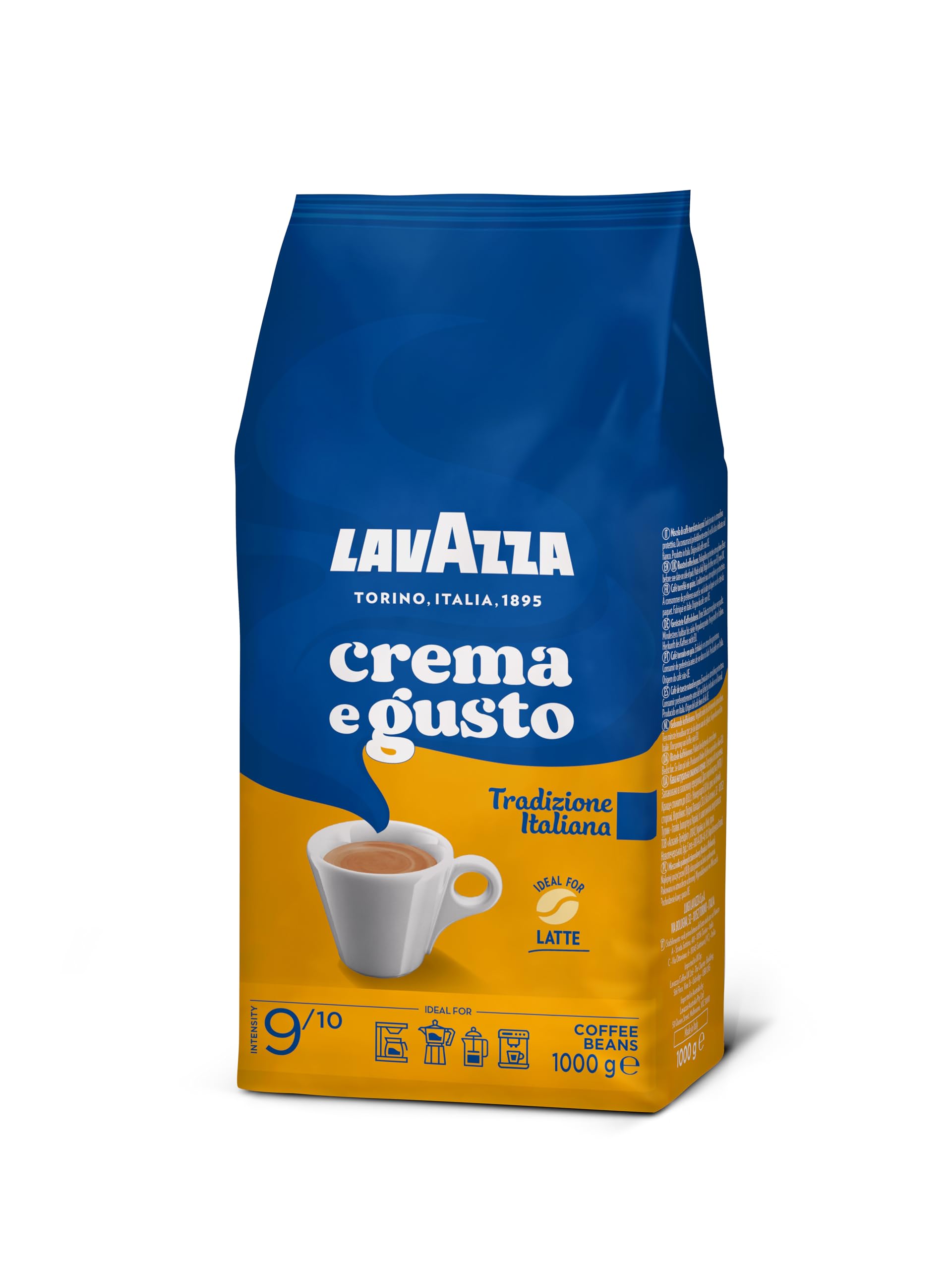 Lavazza Kaffeebohnen - Crème Et Goût Traditionnels - 1er Pack (1 x 1 kg) (Lot de 4)