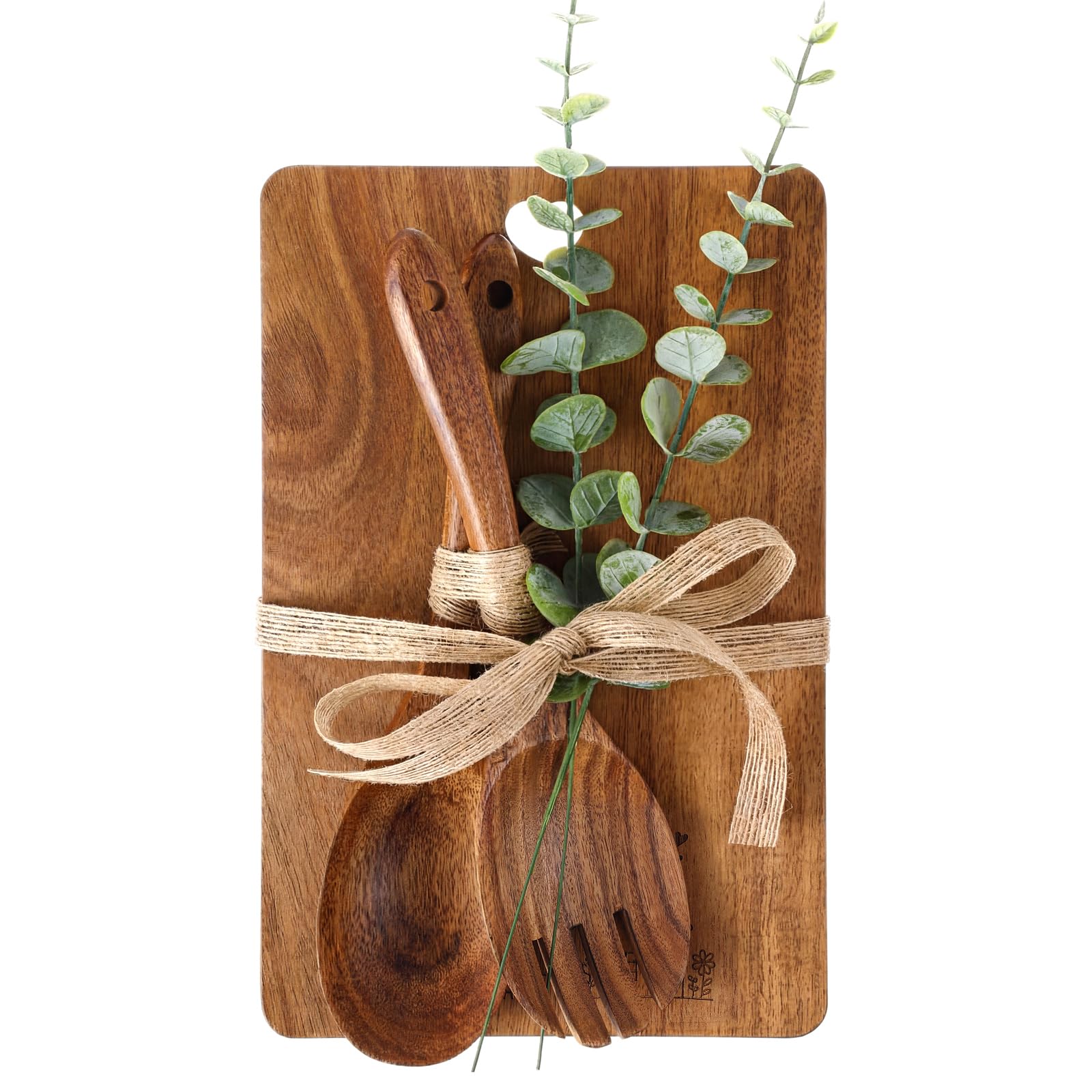 Cadeau pendaison crémaillère : ensemble ustensiles cuisine bois et plante
