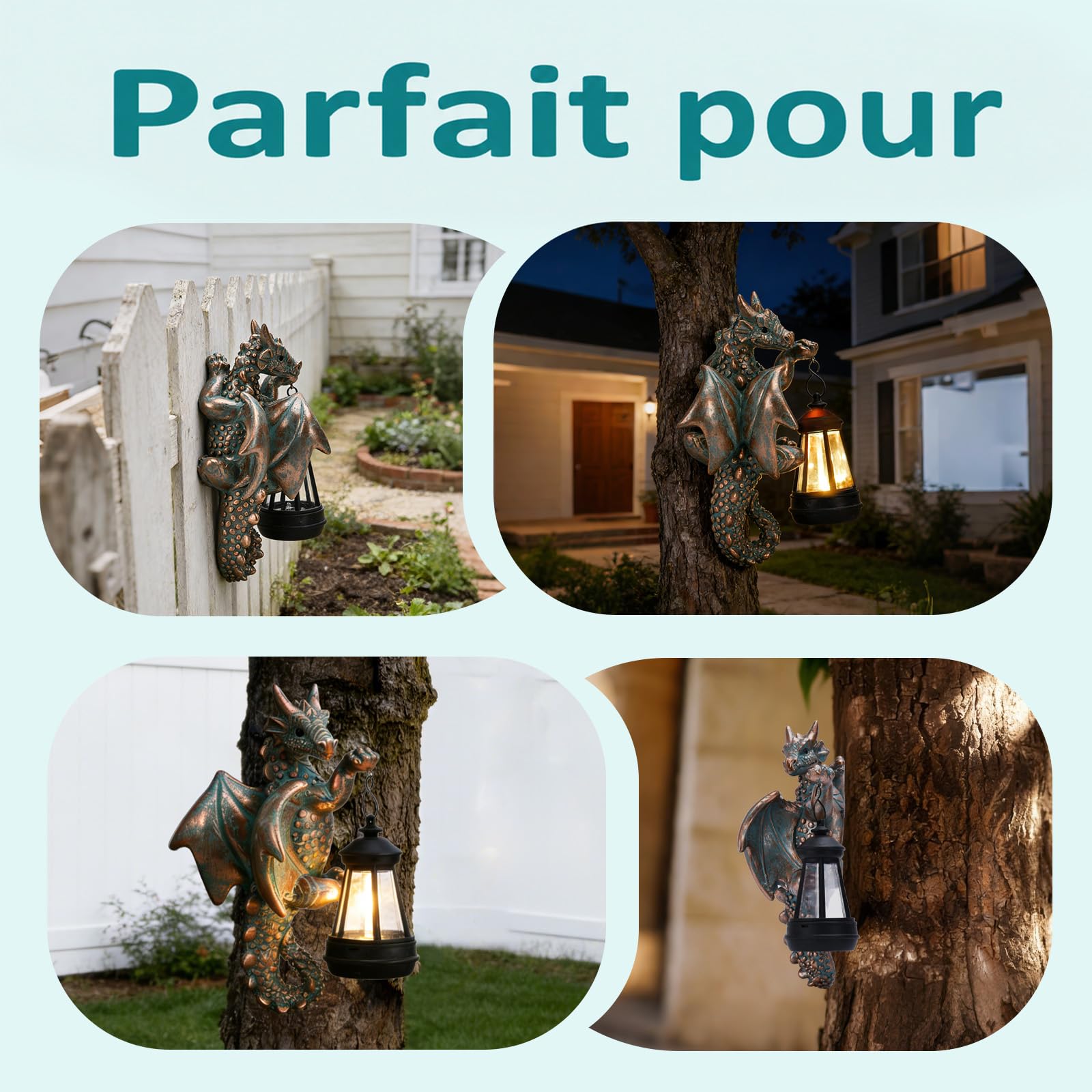 Yeomoo Dragon Solaire Suspendu avec éclairage LED pour Jardin extérieur