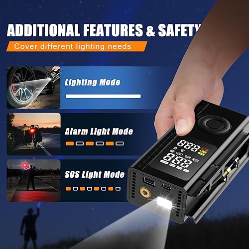 Miniatura 6 de Compresor de aire portátil para inflador de neumáticos, bomba de aire inalámbrica para neumáticos de automóvil, bomba de bicicleta, motocicleta,