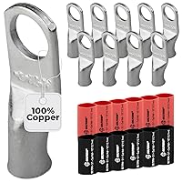 Vista 268 de SELTERM 25 piezas de lengüetas de cable de batería de cobre estañado de grado marino de 2/0 AWG de 3/8 pulgadas, terminales de anillo de calibre 00