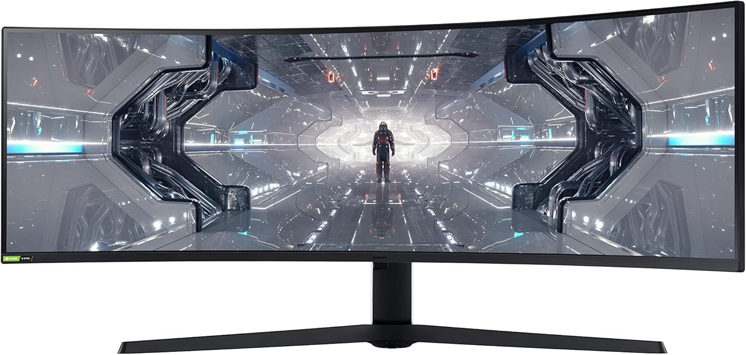 Samsung Monitor Gaming Odyssey G9 (C49G95), Curvo (1000R), 49, 5120x1440 (Dual QHD), 32:9, HDR1000, HDR10+, VA, 240 Hz, 1 ms, Freesync Pro, G-Sync, HDMI, USB 3.0, Display port, Ingresso Audio, HAS Samsung Monitor Gaming Odyssey G9 (C49G95), Curvo (1000R), 49, 5120x1440 (Dual QHD), 32:9, HDR1000, HDR10+, VA, 240 Hz, 1 ms, Freesync Pro, G-Sync, HDMI, USB 3.0, Display port, Ingresso Audio, HAS