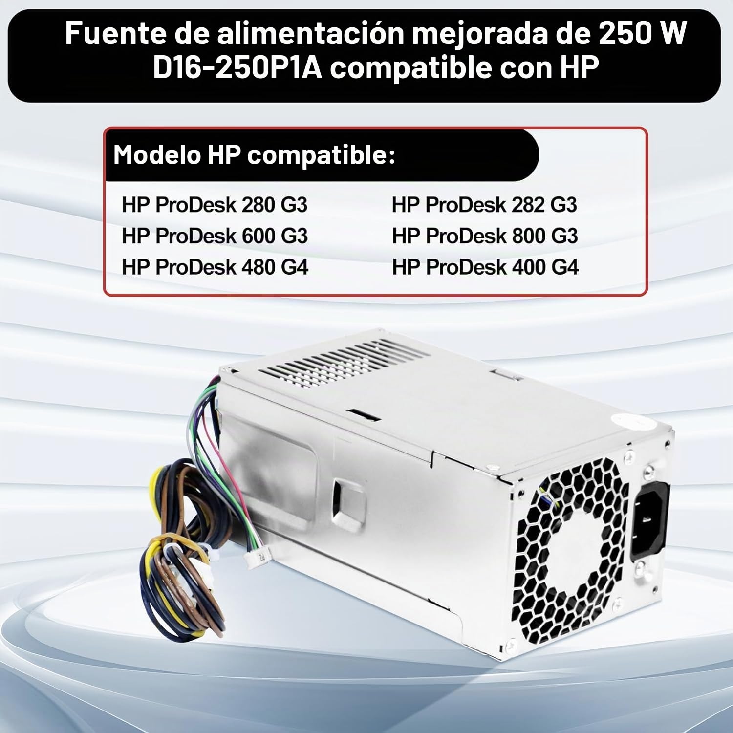 S-Union Fuente de alimentación mejorada D16-250P1A L08417-002 de 250 W de repuesto compatible con HP ProDesk 280 282 600 800 G3 480 400 G4 P/N PCH022 L08417-004 901760-002 PA-225 1-5 D16-250P1A (24