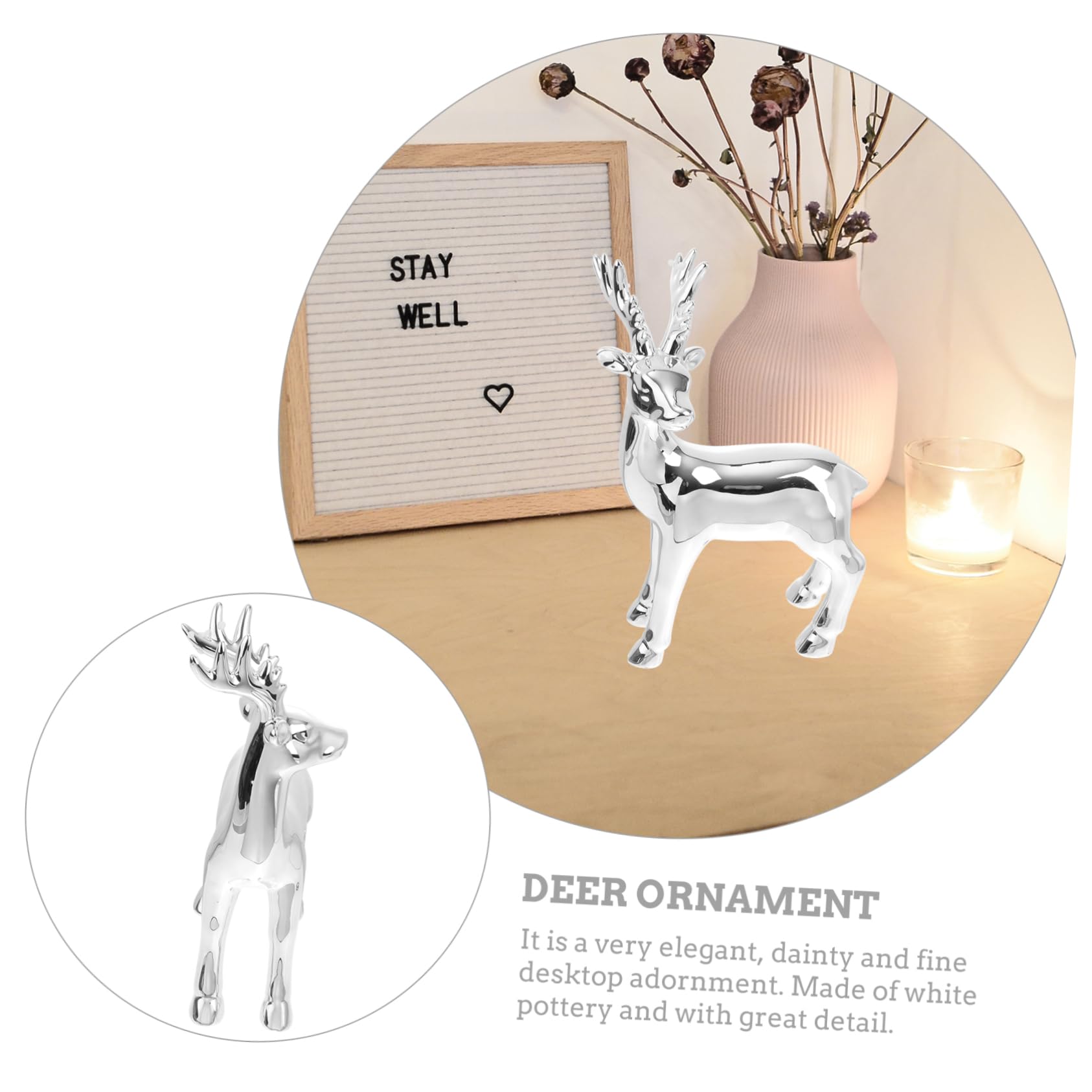 Elegantes Hirschornament aus Weißer Keramik Feine Heimdekoration für Esszimmer und Schreibtisch Kreative Tischdekoration im Modernen Skandinavischen Stil