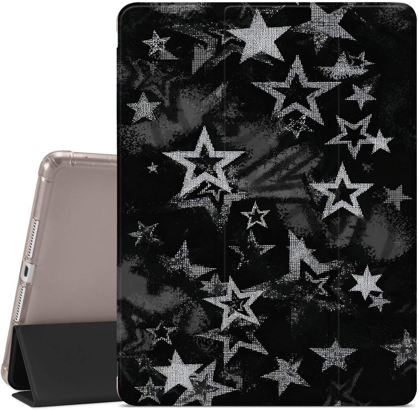 Y2k Star Case for iPad (A16) 11th Gen 2025 11-inch/10th Gen 2022 10.9 inch Pixel Pentagram Case,Pencil Holder & Clear Soft TPU Back & Trifold Stand Cover for Women