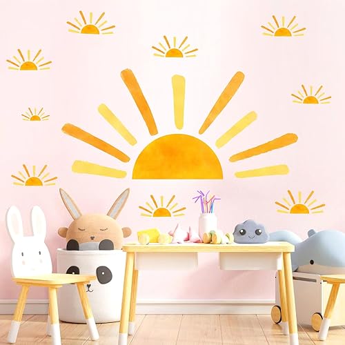 Miniatura 15 de Calcomanía de pared de medio sol, calcomanías de pared grande, calcomanías de pared para habitación de bebé, calcomanías de sol para paredes, Medio