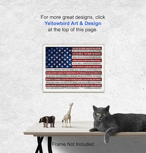 Miniatura 6 de American Flag Wall Art & Decor LARGE 11x14 - Courage Teddy Roosevelt Quote - Inspirational Patriotic Motivational poster - positive Quotes - Gift