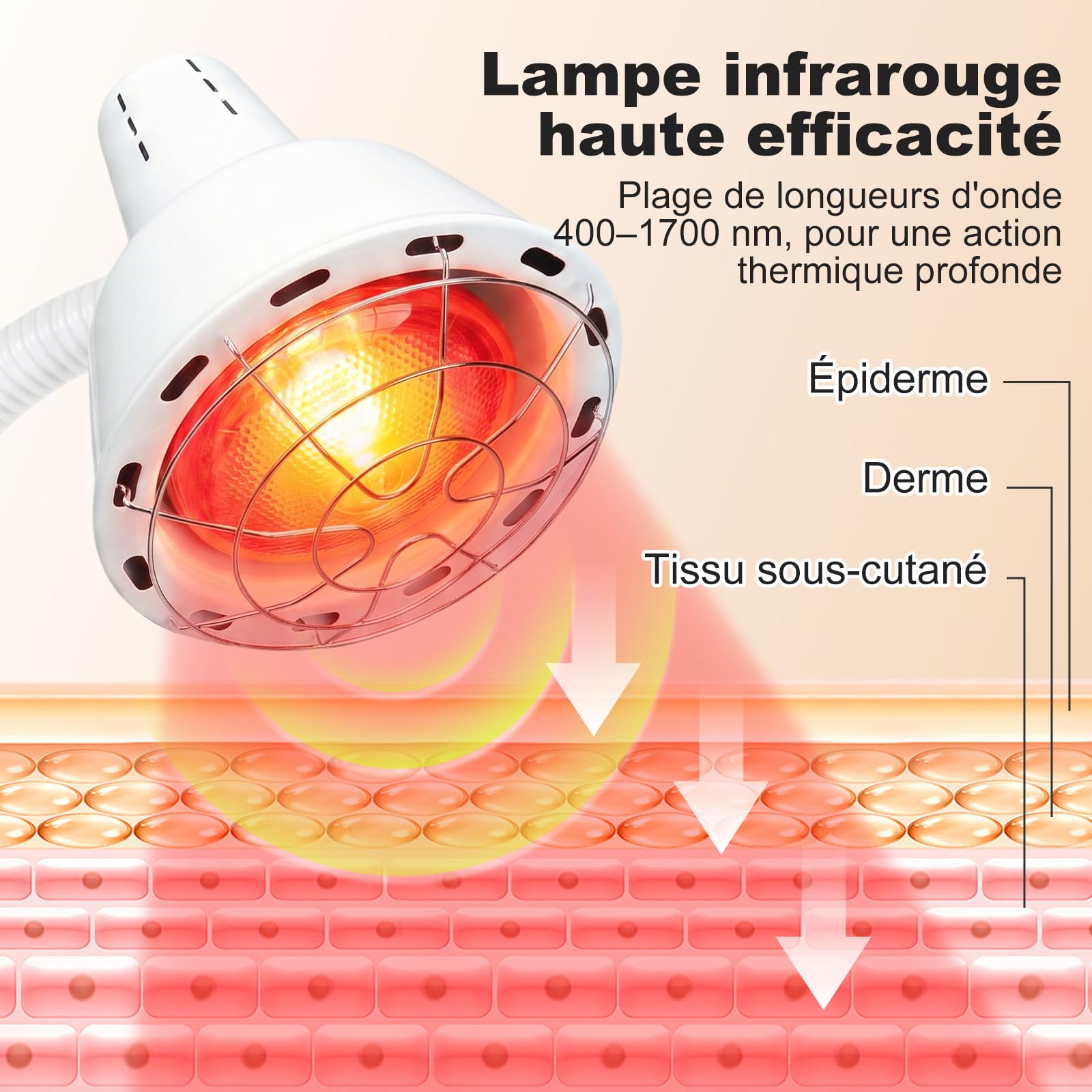 Lampe infrarouge 275W, température et minuterie