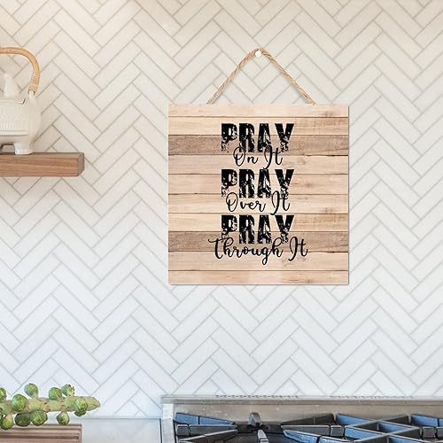 Miniatura 7 de Letrero de madera de 8 x 8 pulgadas con cita inspiradora, idea de regalo inspirador, decoración de pared, retro, de madera desgastada, para casa de