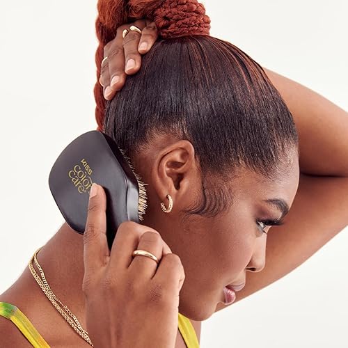 Miniatura 7 de KISS COLORS & CARE Cepillo de alta calidad Power Wave de 360°, cerdas de jabalí suaves y de alta densidad para ondas profundas, sin desprendimiento,