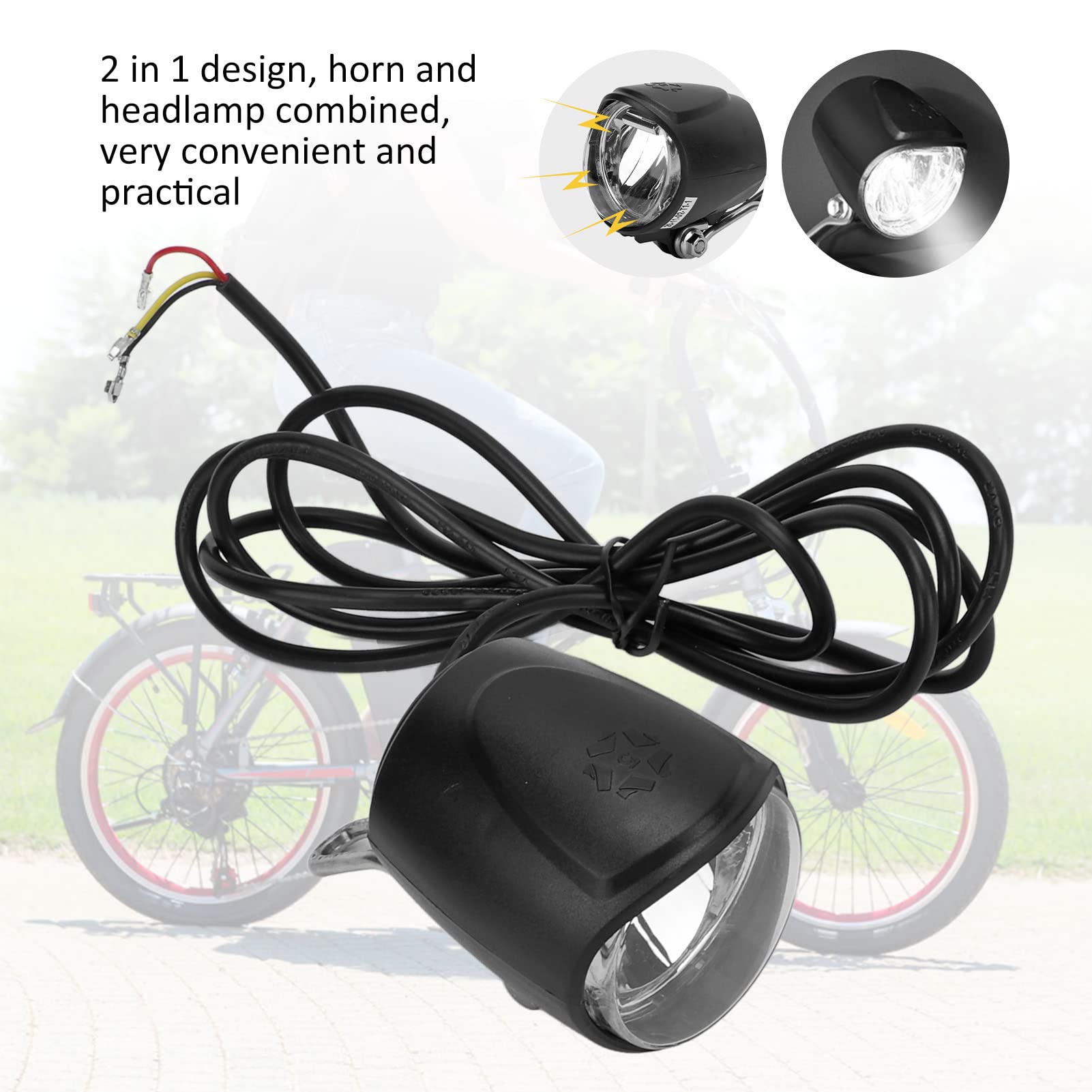 Faro per bicicletta elettrica, fanale anteriore a LED 2 in 1 24V‑80V con clacson Faro per bicicletta elettrica per ciclismo all'aperto