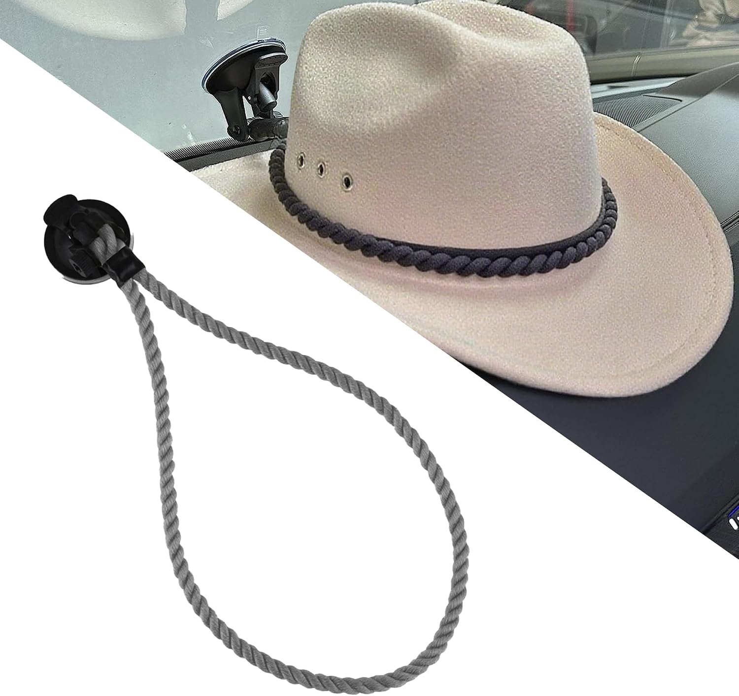 Suction Cup Cowboy Hat Dashboard Holder, Dark Gray