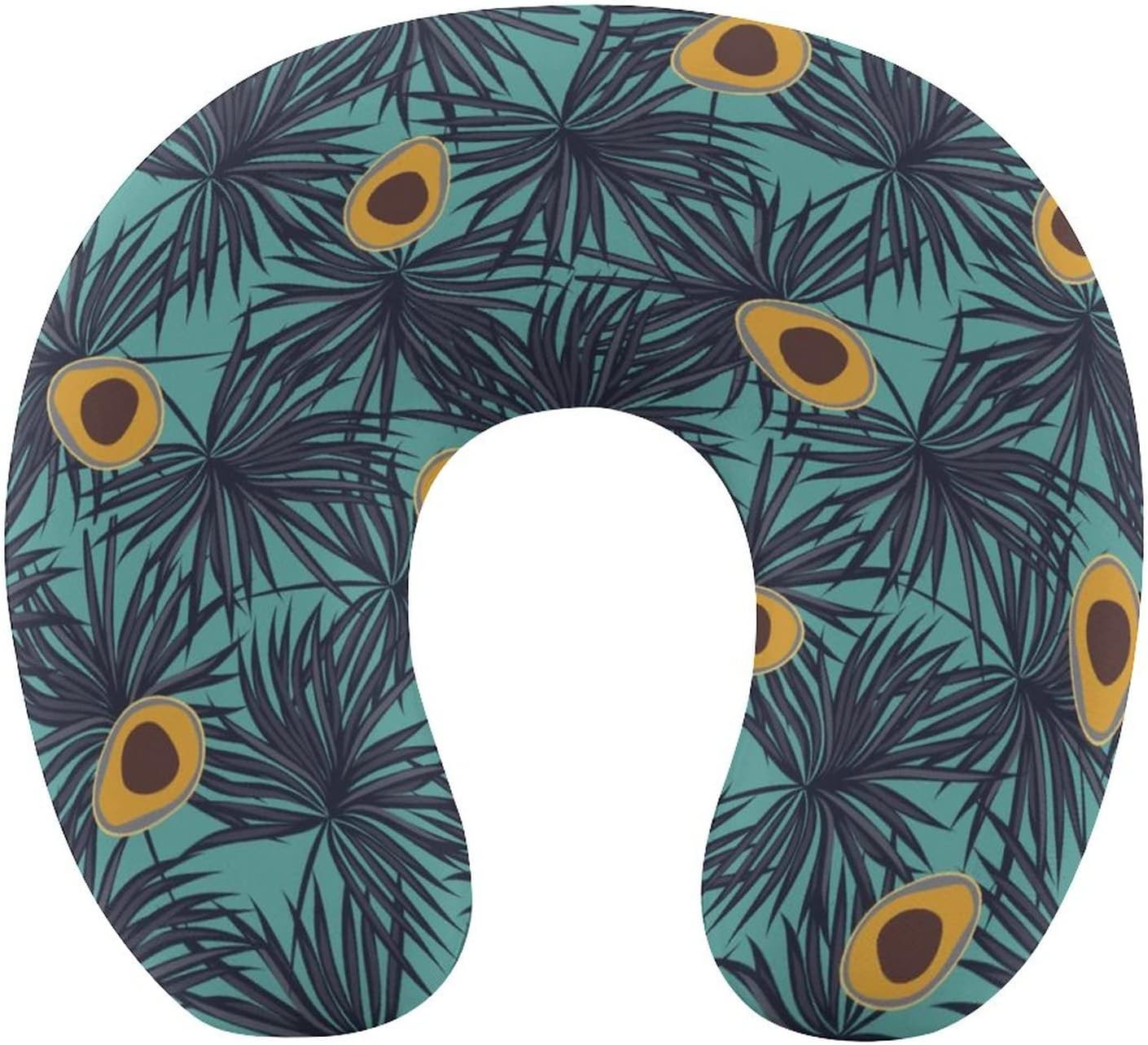 Avocado and Leaves Neck Pillow Washable U Shape Head Neck
