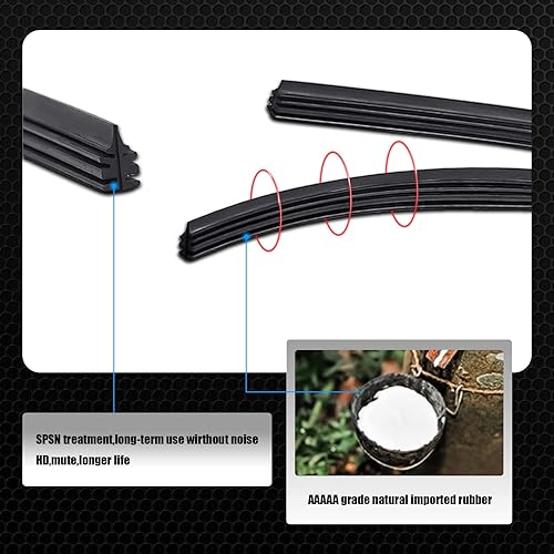 Miniatura 6 de Pack-4 Repuesto de limpiaparabrisas de 26 pulgadas, repuesto de limpiaparabrisas de automóvil negro, de silicona universal, sin marco, para la