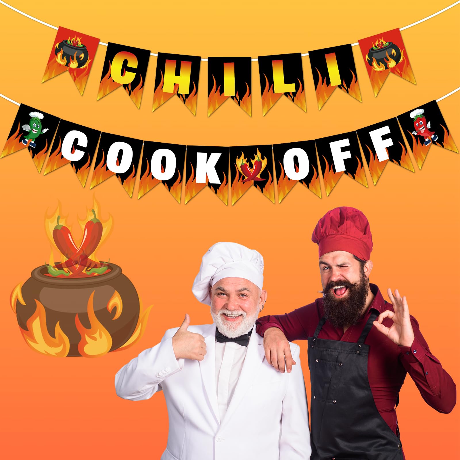 Chili Cook Off Banner Decorations - Cardboard Party Banner For Chili Festivals & Cooking Contests - View #3