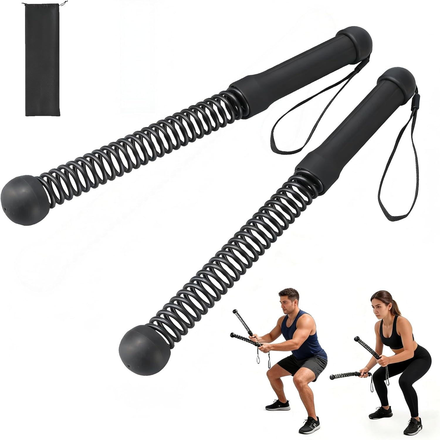 Weighted Ropeless Battle Ropes for Home Gym – Portable Cordless Workout Ropes for Strength Training, HIIT, Cardio & Low-Impact Aerobic Workouts for Men & Women, with Storage Bag