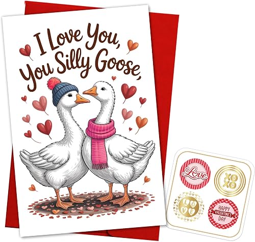 Podagree I Love You, You Silly Goose Cards Silly Goose Valentine’s Day Card for 