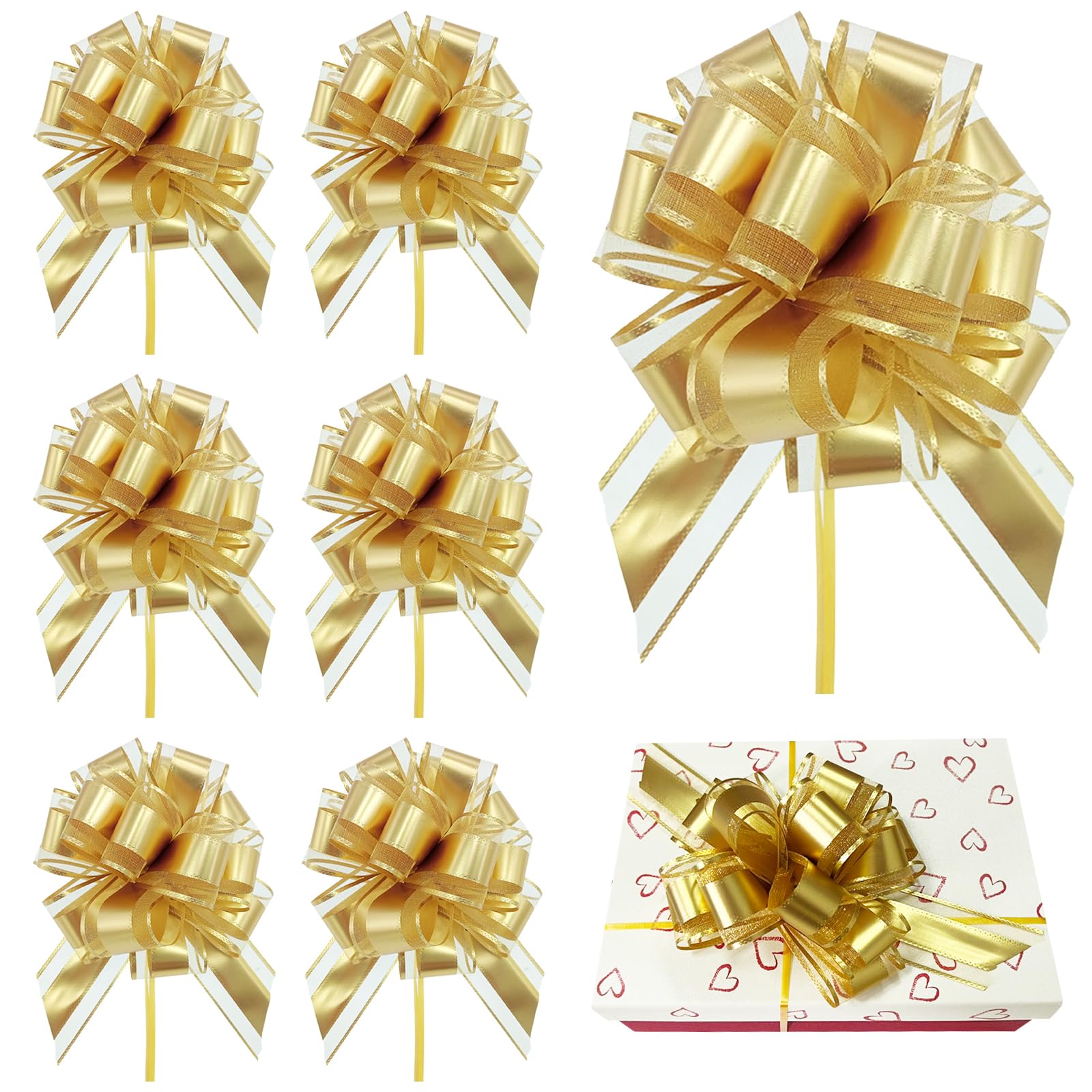 8 Fiocchi Regalo Oro Scintillanti 18cm - Per San Valentino, Matrimoni E Decorazioni - Foto 4