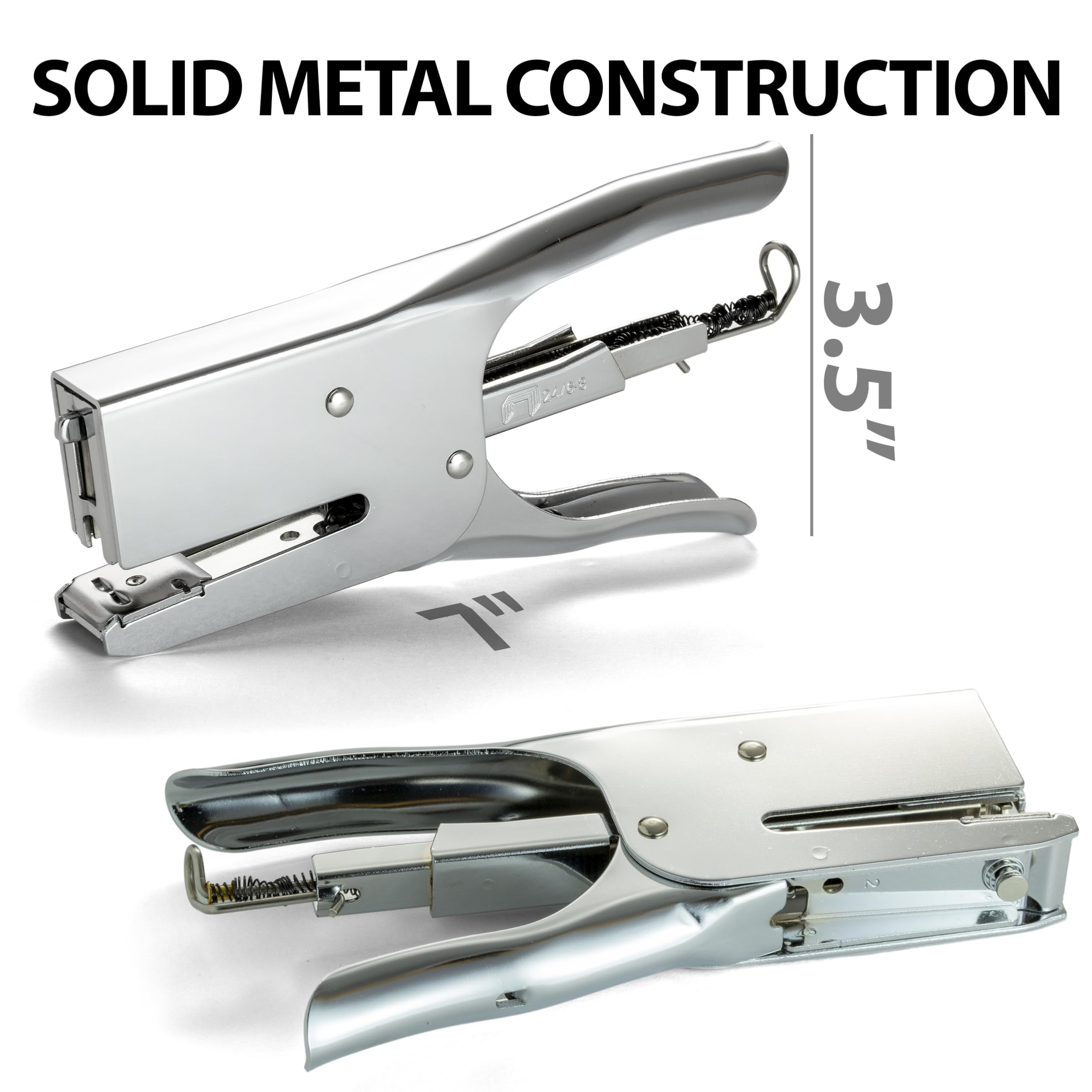 Officemate Classic Zange Heftgerät Bundle mit 10.000 Heftklammern, Metall, Silber (97768)