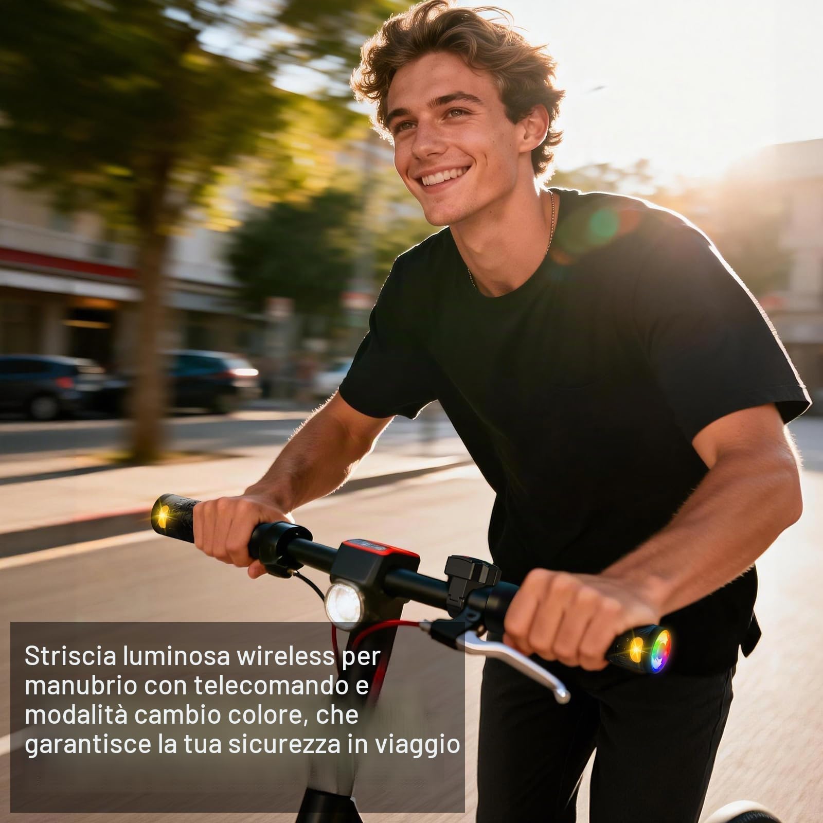 E Scooter Freccia Maniglia Indicatori direzione colorati monopattino | Con ricarica magnetica e telecomando, installazione su manubrio, adatto Xiaomi Ninebot segnale luminoso sicuro