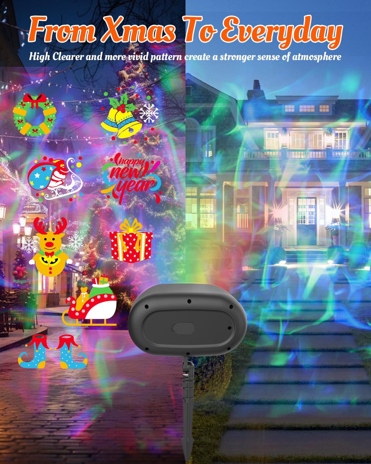 2025 Upgraded Brighter HD Christmas Projector Lights, IP67 Waterproof Outdoor Christmas Decoration Projector Light - Image 2