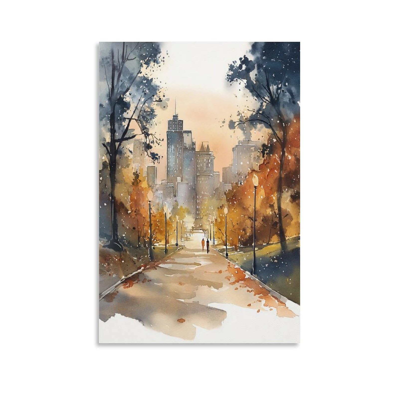 XWYMXZ Minneapolis Minnesota Cityscape 24x36inch(60x90cm) Vintage Travel Poster Watercolor Canvas Art