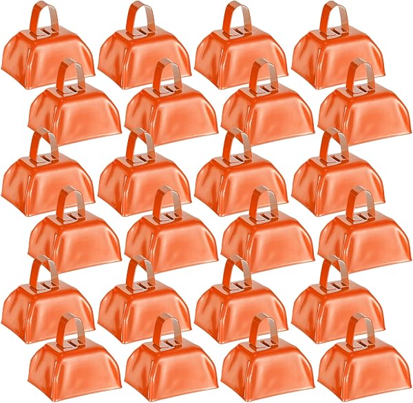 Yeshone 24 Pack Orange Metal Cowbells for Sports Events