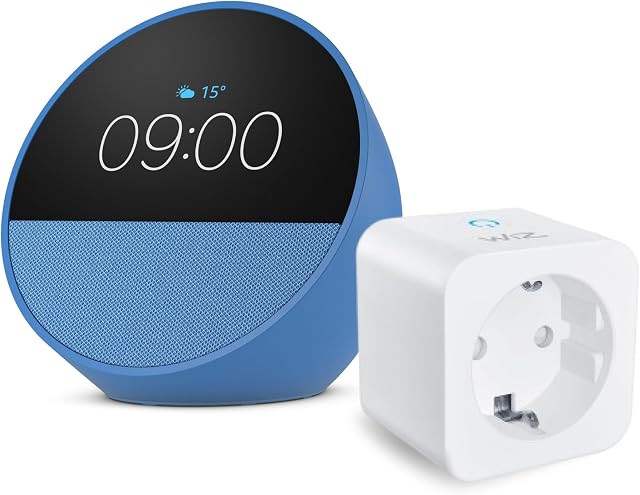 Amazon Echo Spot última generación azul + WiZ Enchufe Inteligente