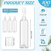 Vista 2 de Tanlade 100 botellas vacías de 8 onzas con tapa de pulverización, botellas de nebulización de plástico transparente rellenables, botella de niebla