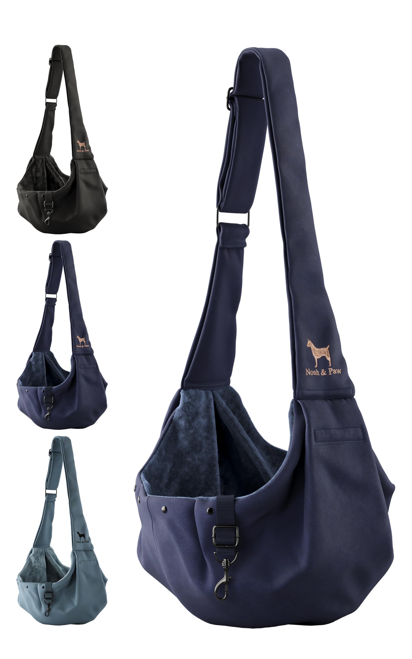 Noah & Paw Dog Sling Carrier for Small Medium Dogs & Puppies, Dog Carrier with Adjustable Padded Strap, Premium Twill, Insulated with Soft Breathable Fur, Double Safety Feature, Machine Washable