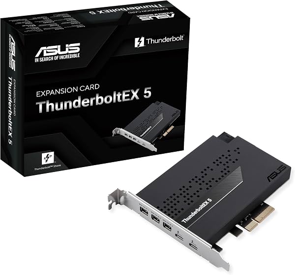 Tarjeta de expansión ASUS ThunderboltEX 5 – Puertos duales Thunderbolt™ 5 USB-C, ancho de banda de 120Gbps, DisplayPort™ 2.1, PCIe 4.0 x4, USB4®, compatible con placas base Intel serie 800