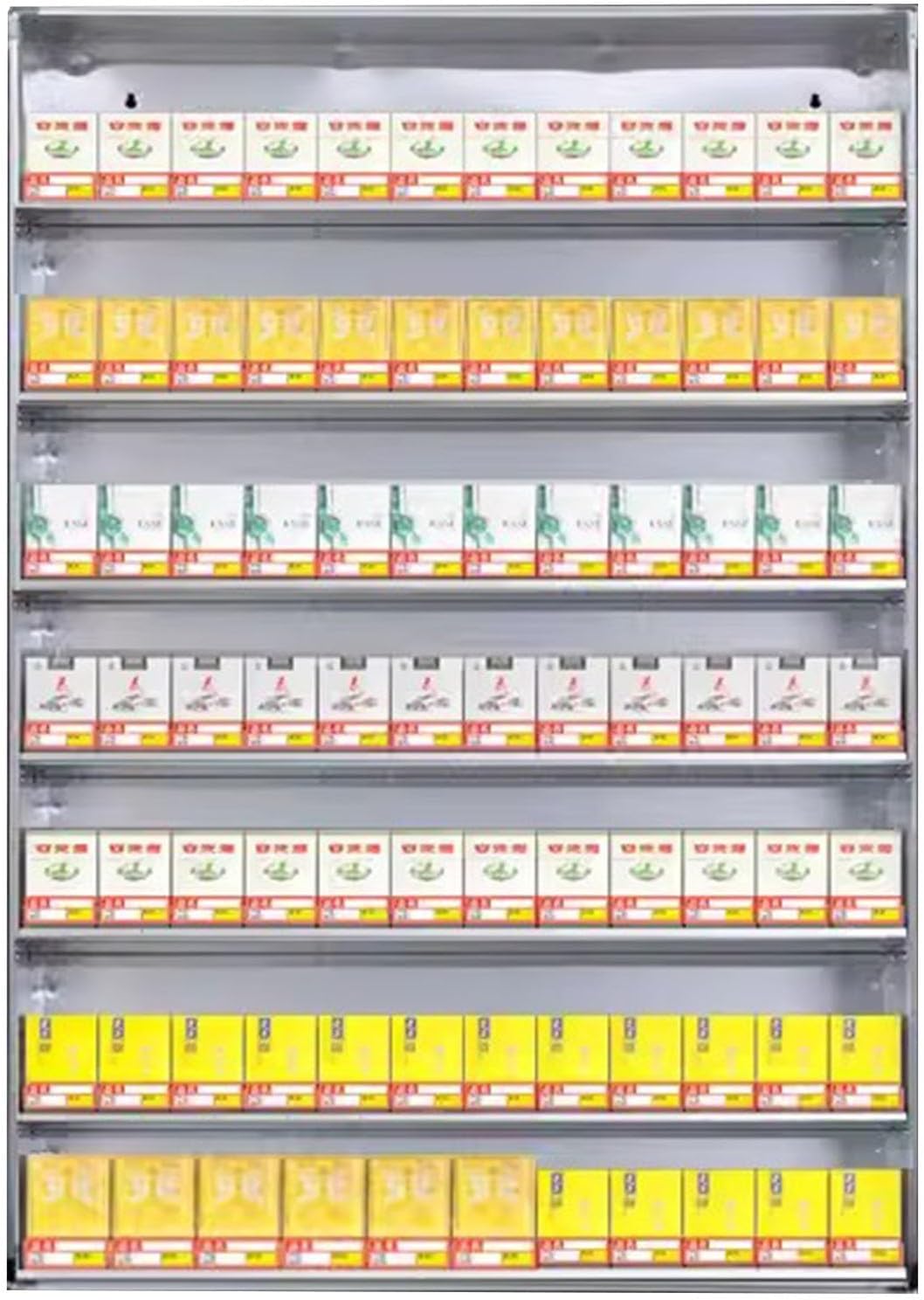 Retail Store Wall/Desktop Mount Cigarettes Box Holder,Cigarettes Rack Display for Convenience Store, with Automatic Push Design, Multi-Tier Tobacco Display Stand(7 Levels and 12 Columns)