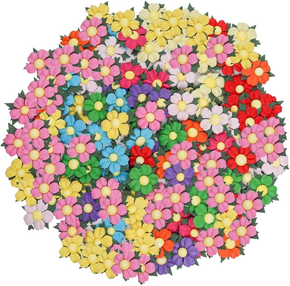 Handmade 100 Pcs Lovely Mulberry Paper Flowers 30x30mm Scrapbooking Wedding DIY Craft Supplies Card Paper Flowers Craft Projects Artificial Flowers. (.10 Colors..) - Image 9