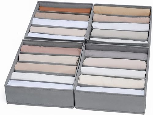 Coorganisers Paquete de 4 organizadores de ropa para armario 5 rejillas lavables portátil caja de almacenamiento plegable organizador de cajones