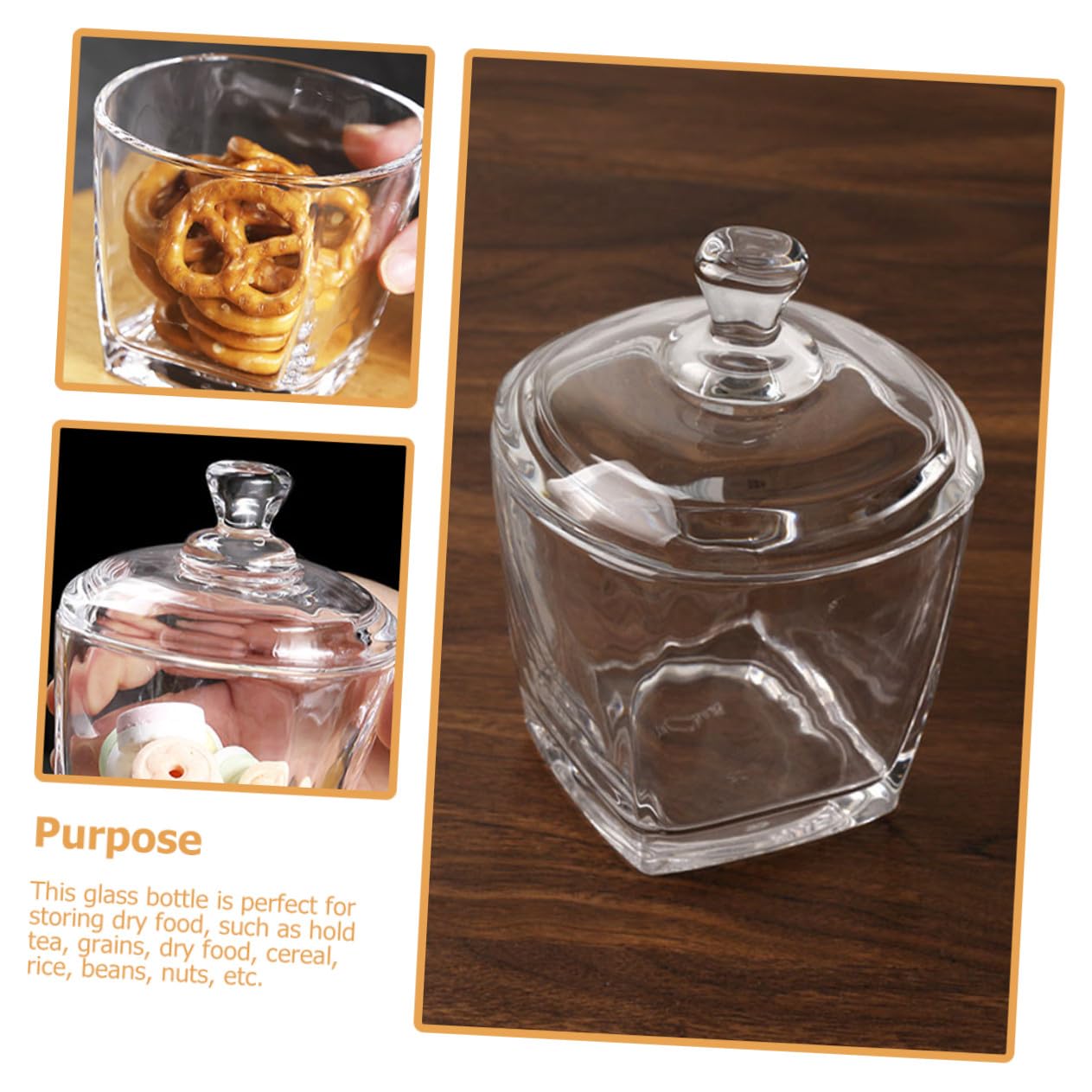 BESTYASH Contenitori in Vetro e Protettivi Contro L’umidità con Coperchio Set 2 Pezzi 260ml Facili da Riempire Barattoli per Snack e Biscotti per Conservare Dolci e Alimenti