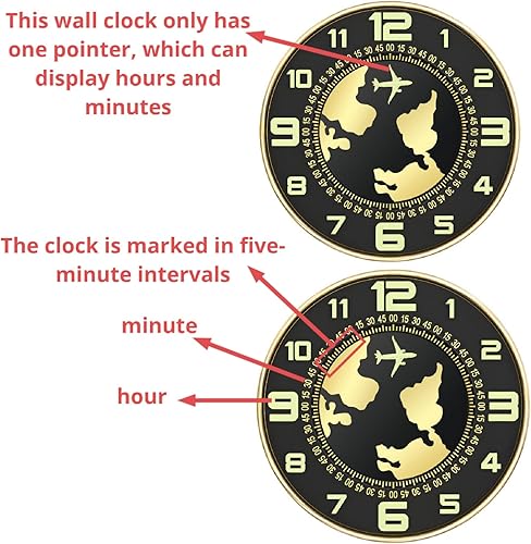 Miniatura 2 de Reloj de pared de 12 pulgadas, marco de metal alimentado por batería, puntero silencioso, aspecto fresco y elegante, imita la rotación de la tierra,