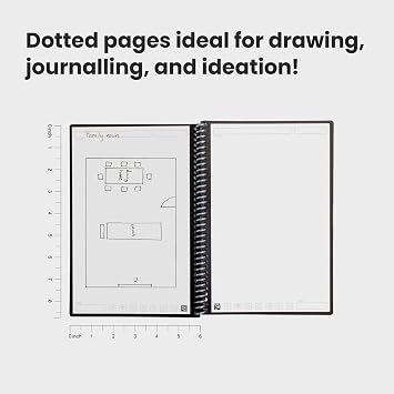 Rocketbook Core Reusable Spiral Notebook, Executive Size 15 cm x 22.4 cm, Grey - Dotted Pages, App-Connected, Erasable, Durable Cover, Ideal for School, Work, and Creative Projects