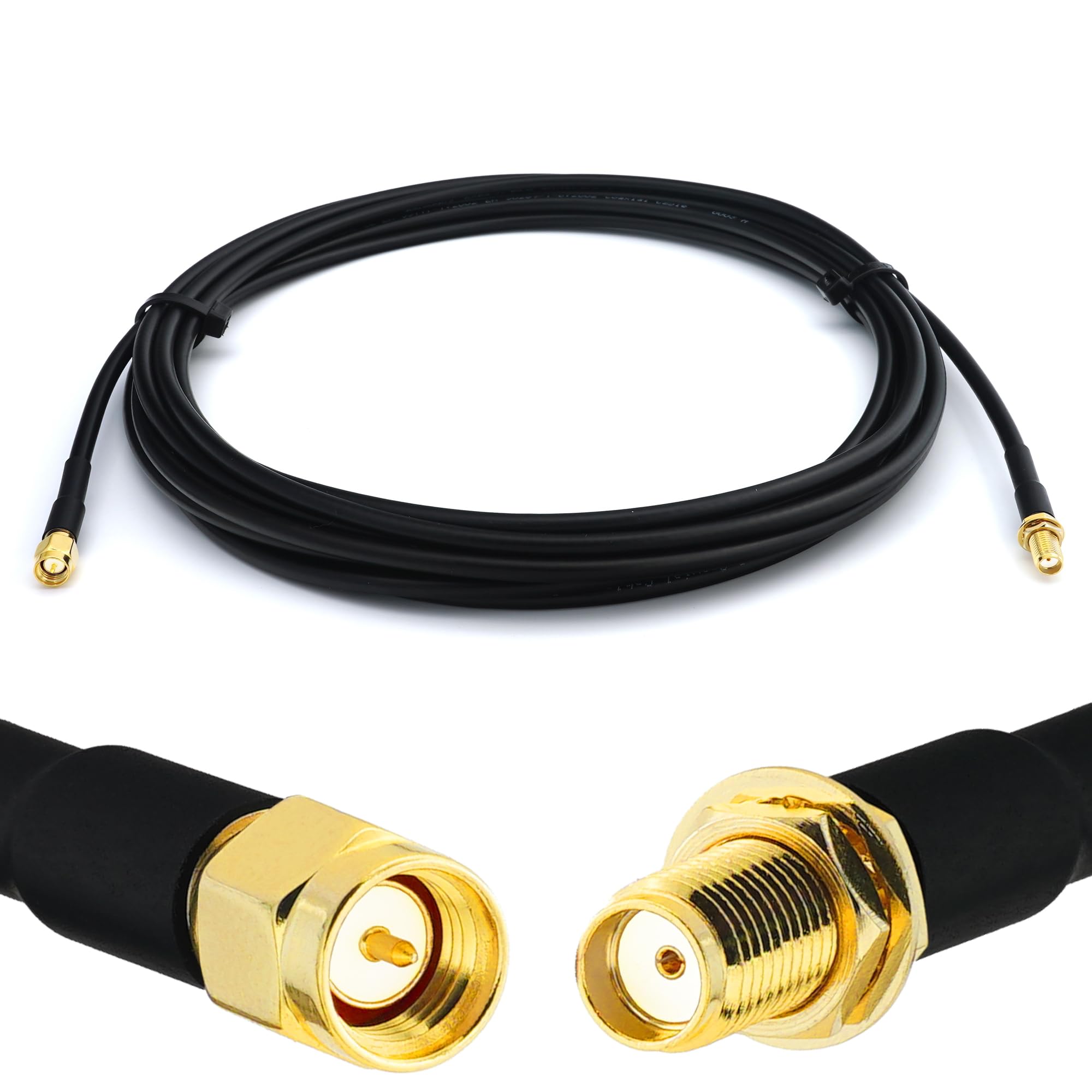 RANGEFUL SMA Cable 3m / 9.8ft Ultra Low Loss Coax Cable RG58 Extension Lead Black SMA Male to SMA Female Coaxial 50ohm for 4G 5G Router Aerial WIFI GPS Antenna