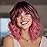 Nnzes Pink Wig with Bangs for Women Short Bob Wavy Charming Synthetic Wigs with Natural Shoulder Length Curly Heat Resistant Fiber Hair for Daily Party Use