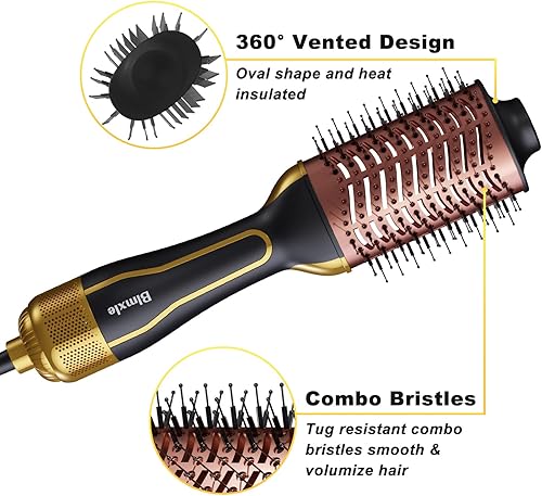 Miniatura 3 de Blmxle Cepillo secador de pelo grande en uno, cepillo de iones negativos y voluminizador para mujeres, cepillo secador de pelo de un solo paso,