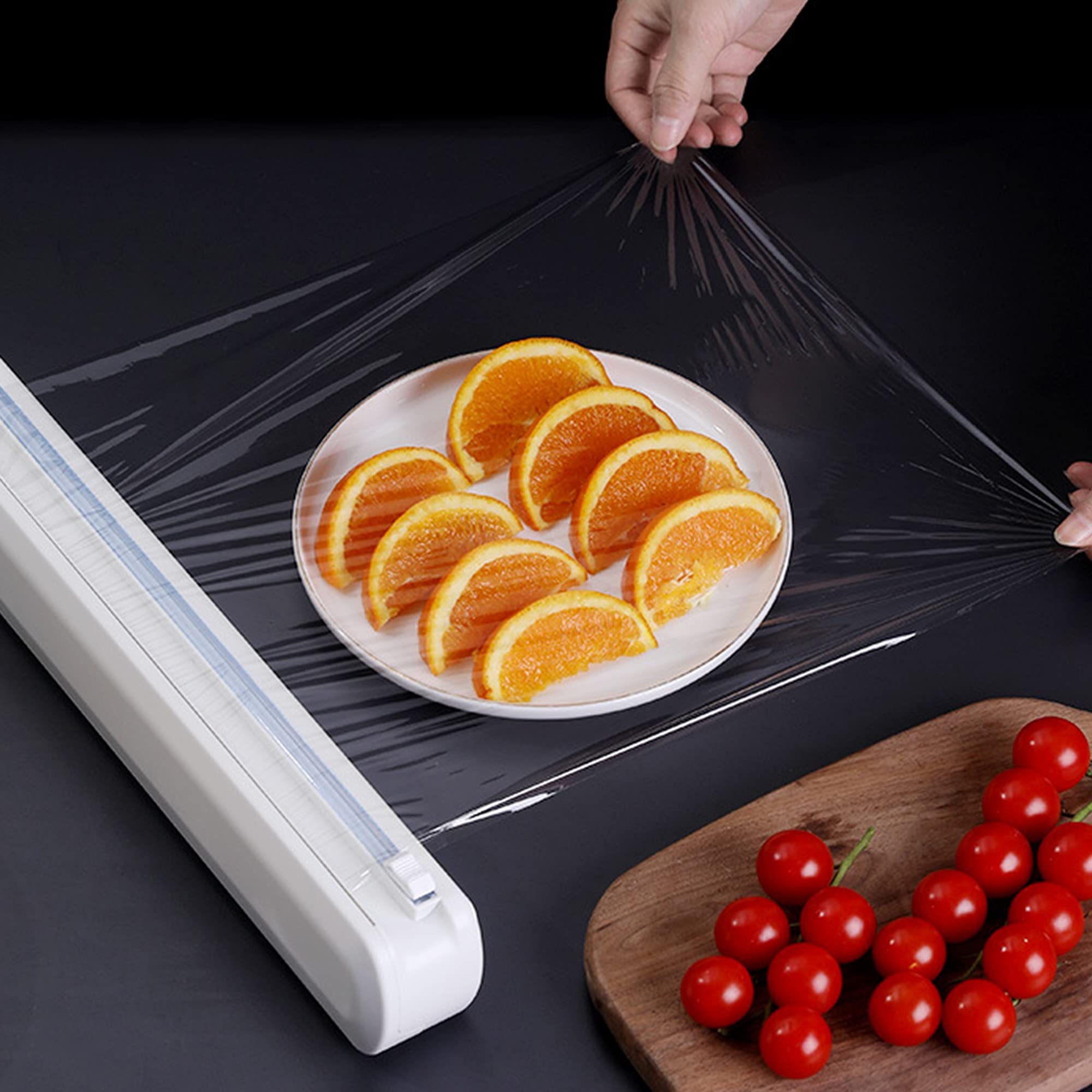CINY Découpeur de film Étirable, Distributeur d'Emballage Alimentaire, Boîte De Rangement Et De Découpe Réglable, Pour Film Étirable, Feuille d'Étain, Cuisine à Domicile, Restaurant (Ventouse)